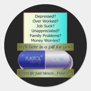 Adesivo Fukitol, trabalho é uma porcaria, trabalhado demai