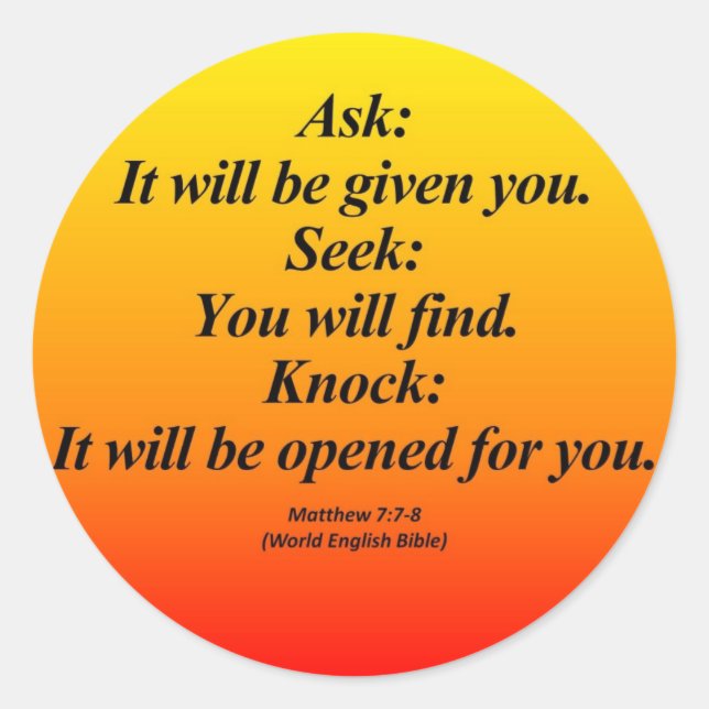 Adesivo Fulfillment Matthew 7:7-8 Abbrev (Frente)