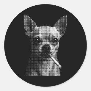 Adesivo Fumando cigarro chihuahua engraçado amante de cach