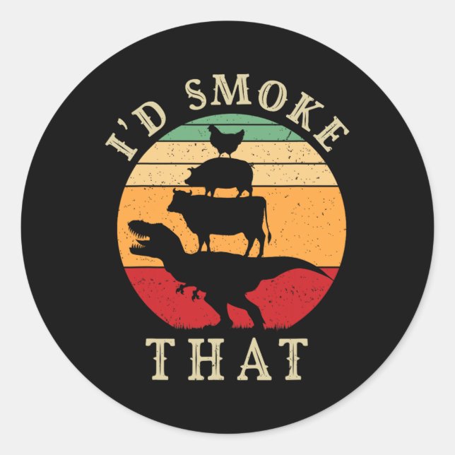 Adesivo Fumaria Aquele Churrasco Engraçado, Vintage Meat S (Frente)