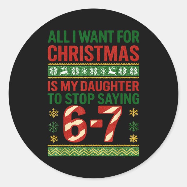 Adesivo Fun 67 Six Seven Squad Meme Christmas Ugly Sweater (Frente)