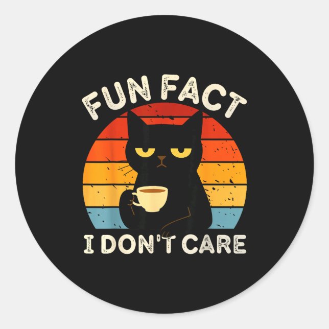 Adesivo Fun Fact I Don't Care Funny Black Cat Saying Quote (Frente)
