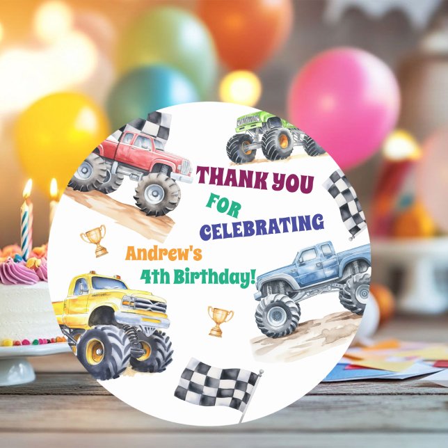 Adesivo Fun Monster Trucks Birthday Party  (Criador carregado)