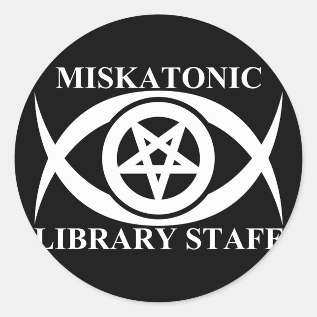 ADESIVO FUNCIONARIOS DE BIBLIOTECA MISKATÔNICA (Frente)
