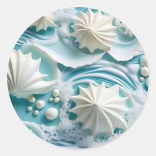 Adesivo Fundo azul-claro do oceano com conchas