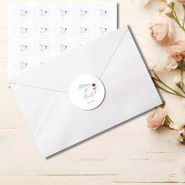 Adesivo Fundo Branco de Casamento rosa vermelha