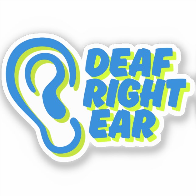 Adesivo fundo branco de ouvido surdo (Frente)