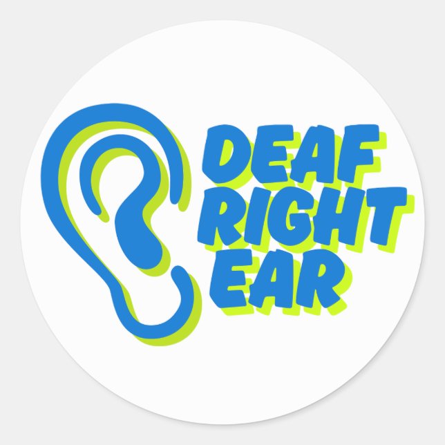 Adesivo fundo branco de ouvido surdo (Frente)