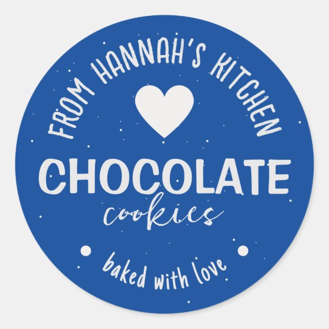 Adesivo Fundo de Brilho Azul Escuro Feito com Amor (Frente)