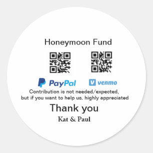 Adesivo Fundo de lua de mel PayPal Venmo código QR obrigad