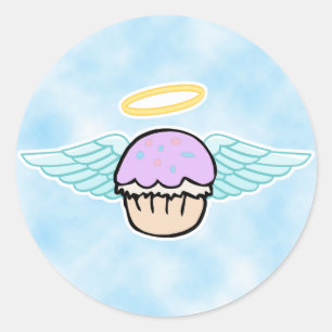 Adesivo fundo de nuvem, anjo de cupcake sem texto