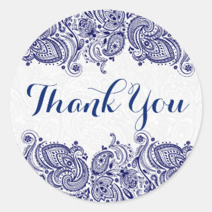 Adesivo Fundo floral azul do branco de Paisley