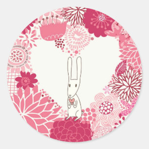 Adesivo Fundo floral romântico com coelho bonito