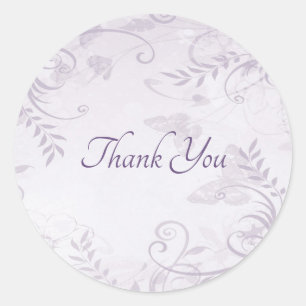Adesivo Fundo floral roxo obrigado clássico redondo