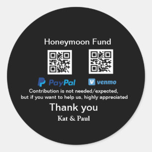 Adesivo Fundo Honeymoon PayPal Venmo obrigado de código QR