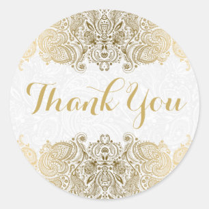 Adesivo Fundo ornamentado Dourado do branco de Paisley