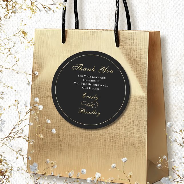 Adesivo Fundo Preto Escuro Branco Script Dourado Clássico (Criador carregado)
