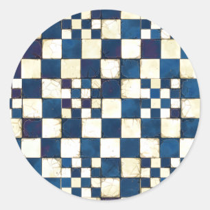 Adesivo Fundo rachado azul e branco da textura do azulejo