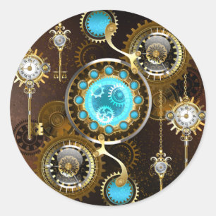 Adesivo Fundo Rusty Steampunk com Lentes Turquesa