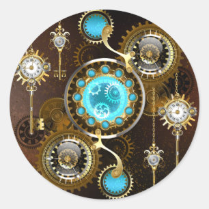 Adesivo Fundo Rusty Steampunk com Lentes Turquesa