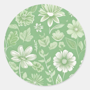 Adesivo Fundo Verde Claro com Flores Vintage