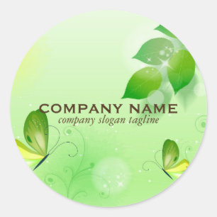 Adesivo Fundo verde do primavera com borboleta