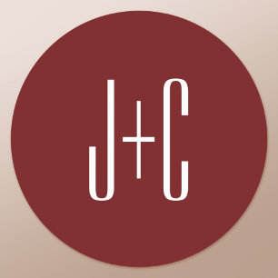 Adesivo Fundo vermelho Borgonha editável e texto branco