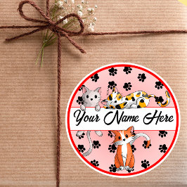 Adesivo Fundo vermelho com gatinhos brancos