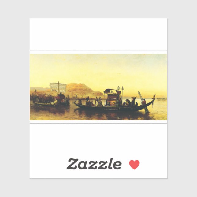 Adesivo Funeral de uma múmia no Nilo por Frederick Arthur (Folha)