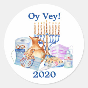 Adesivo Fungo Hanukkah Covid Aquarela Quarentena 2020