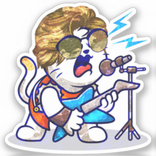 Adesivo Funky Rockstar Cat - Gatinho Legal do Lover Música
