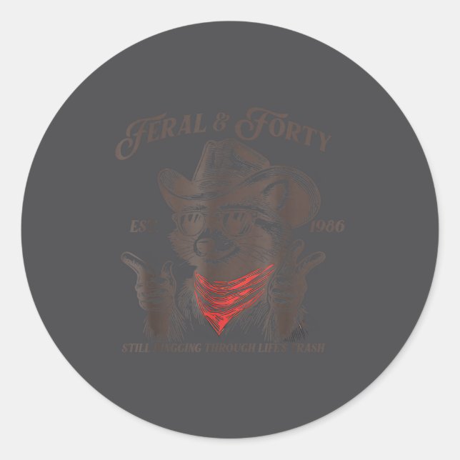 Adesivo Funny 40th Birthday Est 1986 Feral &amp; Forty Rac (Frente)