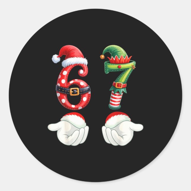 Adesivo Funny 67 Christmas Pajamas Six Seven Meme 6 7 Elf  (Frente)