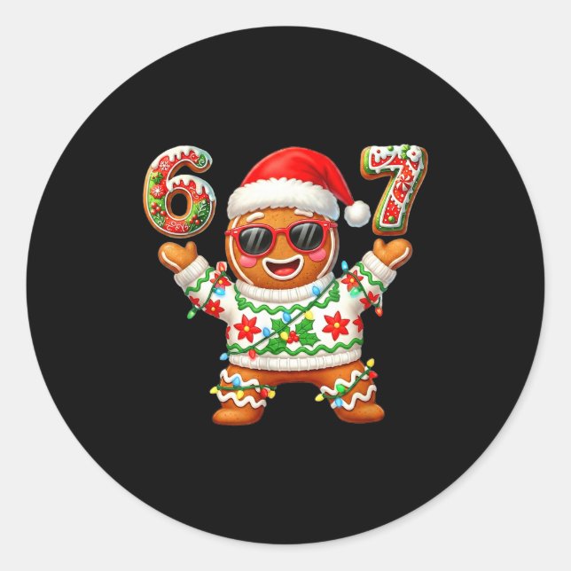 Adesivo Funny 67 Gingerbread Six Seven Ice Cream Drip Chri (Frente)