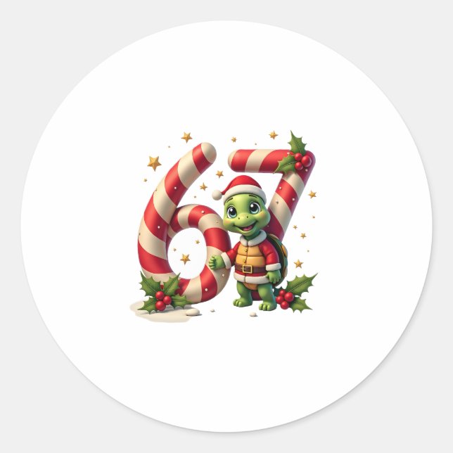 Adesivo Funny 67 Meme Turtle Christmas PJm Men Women Famil (Frente)