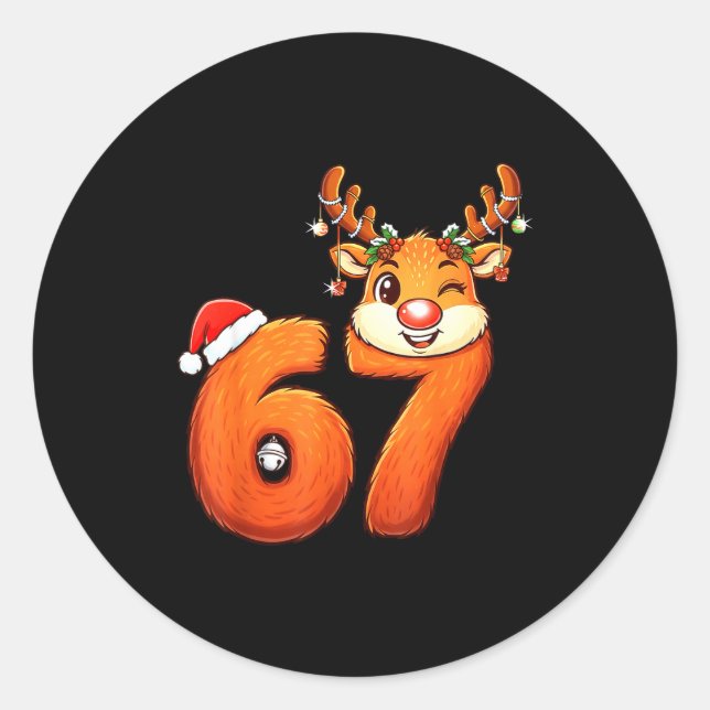 Adesivo Funny 67 Reindeer Christmas Six Seven Meme 6 7 Tee (Frente)