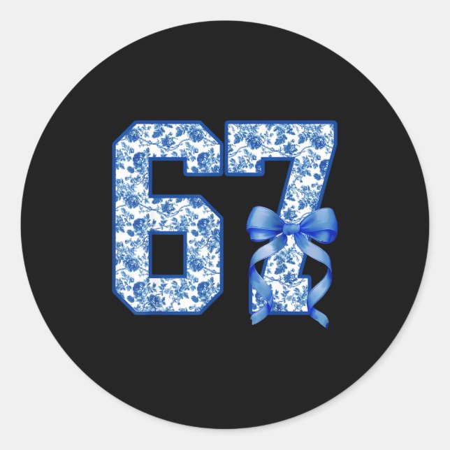 Adesivo Funny 67 Six Seven Coquette Girly Blue Toile Women (Frente)