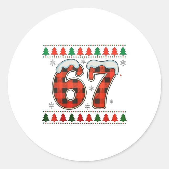 Adesivo Funny 67 Six Seven Squad Meme Christmas Ugly Sweat (Frente)