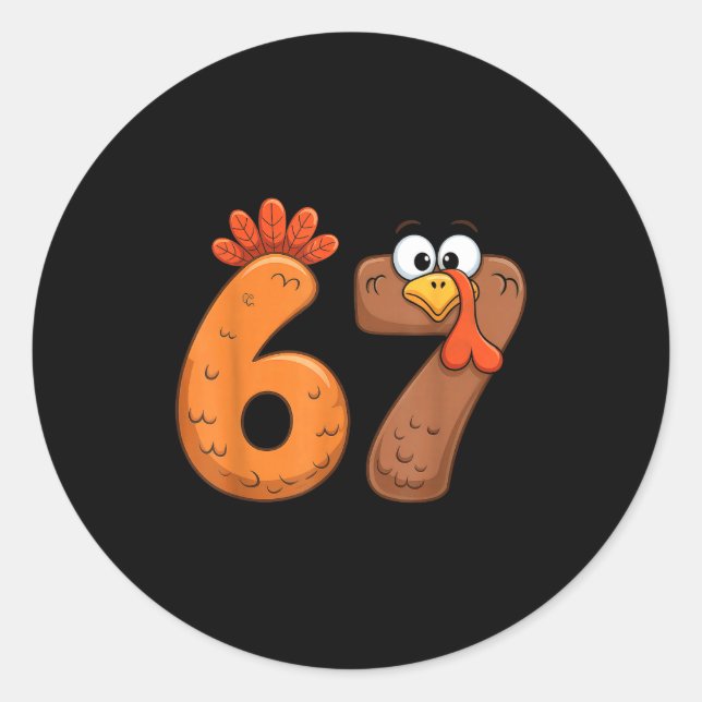 Adesivo Funny 67 Thanksgiving Turkey Cool Fall Farm Men Wo (Frente)