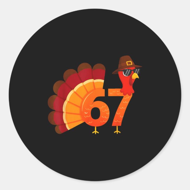 Adesivo Funny 67 Turkey Meme Thanksgiving Humor Design Men (Frente)