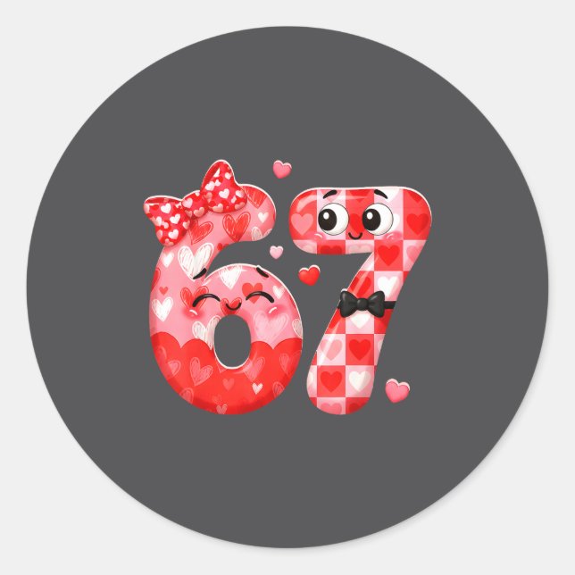 Adesivo Funny 67 Valentines Meme Six Seven Heart 6 7 Women (Frente)