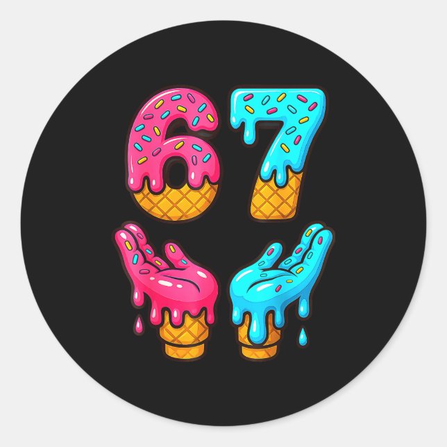 Adesivo Funny 6 7 67 Six Seven Meme  (Frente)