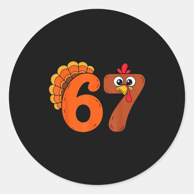 Adesivo Funny 6 7 Six Seven Meme Thanksgiving Turkey Holid (Frente)