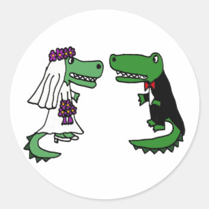 Adesivo Funny Alligator Bride e Groom Cartoon