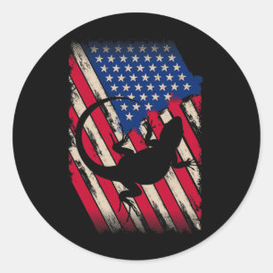 Adesivo Funny America Beared Dragon American Flag Happy 4