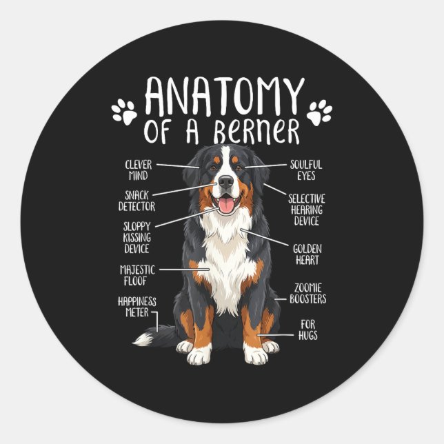 Adesivo Funny Anatomy Bernese Mountain Dog Cute Berner Lov (Frente)