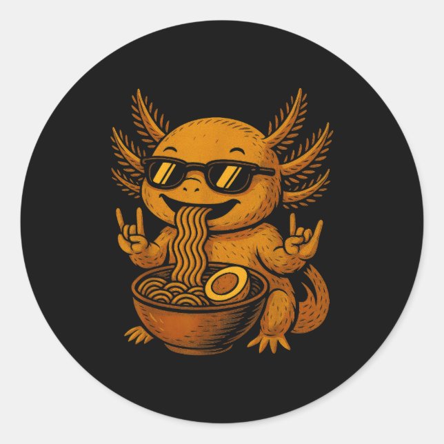 Adesivo Funny Anime Kawaii Axolotl Eating Ramen Graphic Te (Frente)