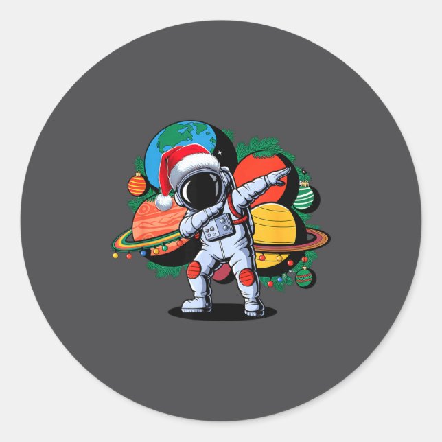 Adesivo Funny Astronaut Christmas Space Planets Santa Hat  (Frente)