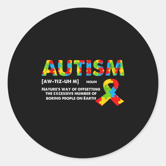 Adesivo Funny Autism Definition - Autism Awareness Month  (Frente)