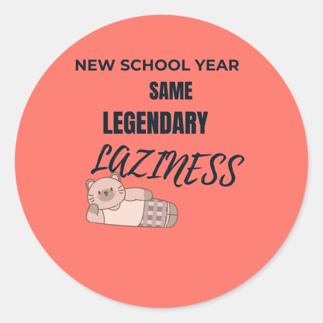 Adesivo Funny Back to School Lazy Sticker (Frente)